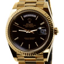 Rolex Day Date Black Motif Dial 18K Yellow Gold 40mm Reference 228238